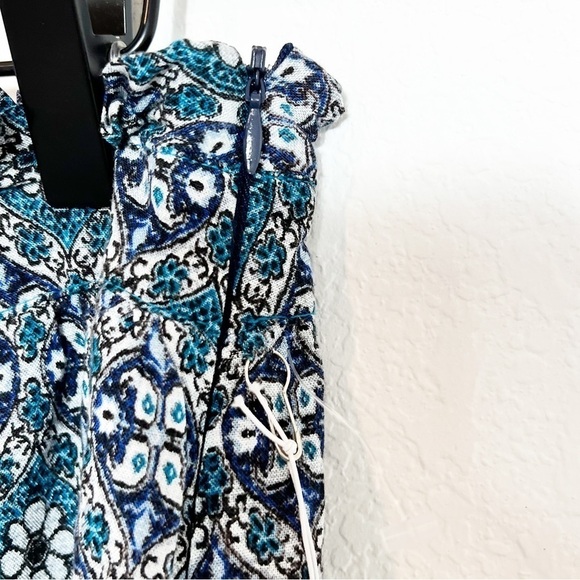 FOREVER 21 CONTEMPORARY BLUE PRINT FLORAL SKIRT SHORT GREY TEAL BLACK NEW XS - Picture 5 of 6